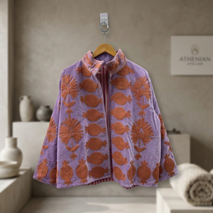 Chaqueta Bomber de Invierno Reversible de Algodón Acolchado con Bordado Suzani de Terciopelo de Rajasthan, Diseño Floral Vintage, Hecha a Mano, Diseño Único - Product Image 2