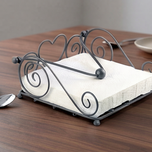 Porte-serviettes vintage en métal avec motif en spirale, sur pied, pour la décoration de table, usage domestique et usage en cuisine - Product Image 1