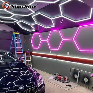 Customized for free hexagonal grid led light hexagon ceiling lights honeycomb garage lamp led for workshop and showroom