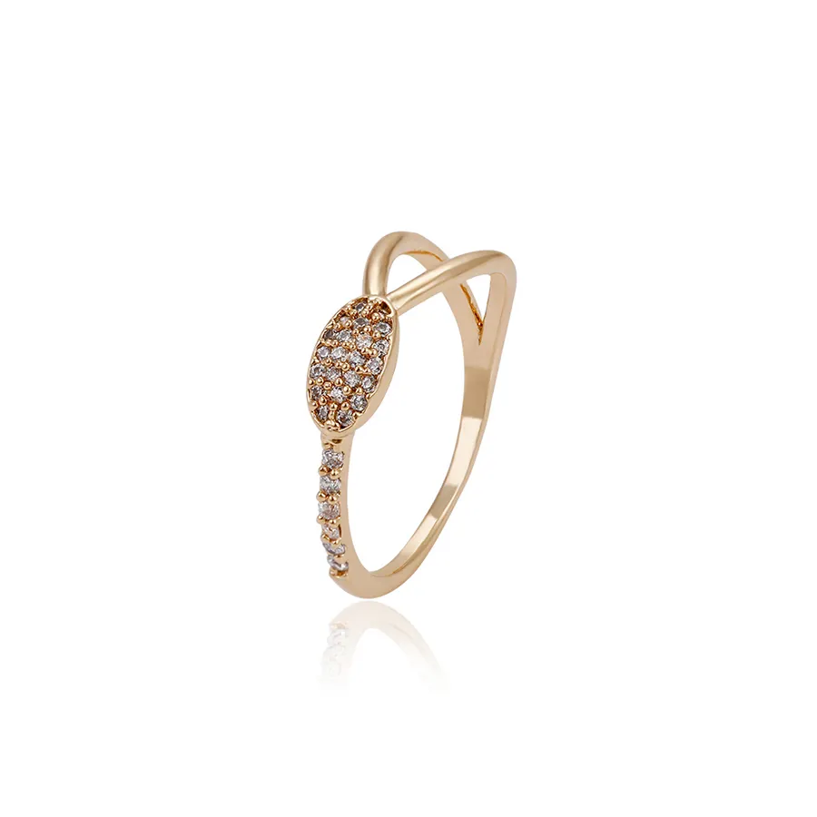 Anel 14680 diamante artificial forma oval, design simples 18k ouro mulheres anel de dedo