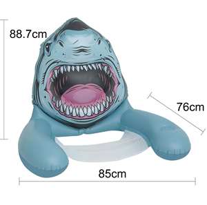 Bouée gonflable en forme de requin Hommak avec porte-gobelet, en PVC, 34 x 33 pouces, pour adultes, pour piscine - Product Image 2