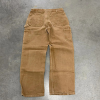Fabrication de vêtements pour hommes OEM ODM, pantalon de travail en toile de coton 100% rigide, lavé, surdimensionné, kaki, à double genouillère