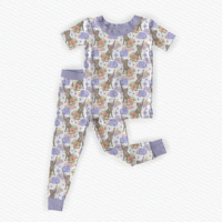 Pyjamas en bambou pour enfants, ensemble unisexe à manches courtes, ultra doux, respectueux de la peau, tenues d'été - 2 pièces, vêtements de nuit en bambou pour enfants