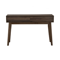 Table console scandinave HIRADO élégante couleur noyer cacao, mince, durable, avec pieds en chêne malaisien, style moderne et luxueux pour salon