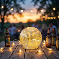 Globo de Vidrio de Mercurio Navideño D12CM/15CM con Luz LED, Lámpara Decorativa de Mesa, Decoración Navideña para el Hogar