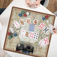 Tapis de Mahjong Fleur de Cerisier Style Cottagecore Botanique Floral et Oiseaux Antidérapant et Réducteur de Bruit pour Table de Jeu de Mahjong