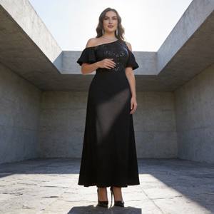 Elegant <b>Sequins</b> Embroidery Polyester Abaya <b>Dress</b> for Muslim Women Custom Design High Quality Fabric Wholesale - Product Image 2