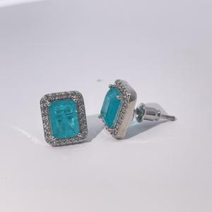 Tianyu Gems Women's Classic Luxury <b>Stud</b> <b>Earrings</b> with Green Emerald-Cut Cubic Zircon Gold-Plated Brass - Product Image 5