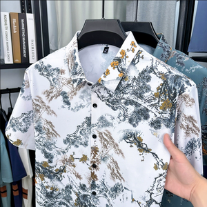 Camicia stampata estiva da <span class=keywords><strong>uomo</strong></span>, vestibilità ampia, casual, a maniche corte - Product Image 6