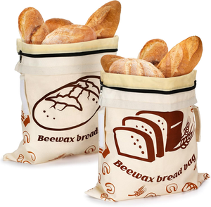 （2 件装）蜂蜡面包袋大号酵母面包袋蜂蜡可延长保鲜时间，可水洗可重复使用收纳袋 - Product Image 1
