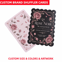 Ensemble Cadeau Romantique de Mahjong en Plastique Noir Mat et Rose Poudré avec Mélange de Tuiles de Mahjong à Marque Privée