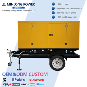 Generador de 30kva 50kva 60kva 80kva Silencioso Insonorizado Trifásico Refrigerado por Agua con Remolque Móvil - Product Image 1