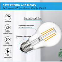 Haute Performance 2700k blanc chaud 360 degrés Angle E27 Base ampoule à Filament d'origine Vintage Led A60 ampoule