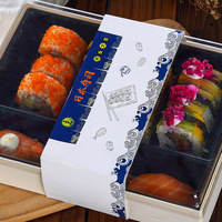 Platos de Madera Desechables Ecológicos Personalizados para Sushi, Envases de Comida para Llevar con Tapa Transparente para Azúcar