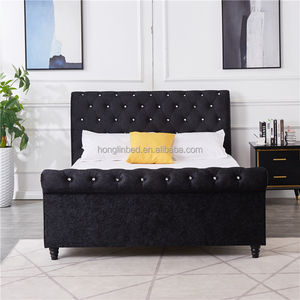 Fabricante de China, suministro de diseño italiano, de lujo modernos muebles de dormitorio, botón de tela copetuda, cabecero alto, cama doble - Product Image 3