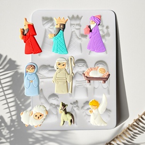 Stampo in Silicone per Natività Sacra, Natale, Gesù, Famiglia, Re Magi, Angelo, Animale, Pecora, Resina, Fondente, per Artigianato Fai da Te, Torte - Product Image 1