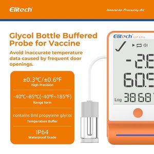 Enregistreur de données de température et d'humidité Elitech GSP-6 Pro, enregistreur numérique sans fil avec bouteille de glycol, deux capteurs externes - Product Image 4