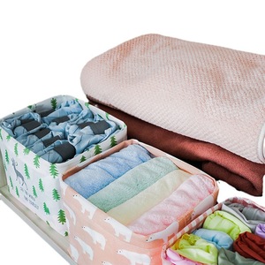 Foldable Non Woven <b>Square</b> Storage <b>Basket</b> 4 Pack For Home Desk Organization With Cute Patterns - Product Image 3