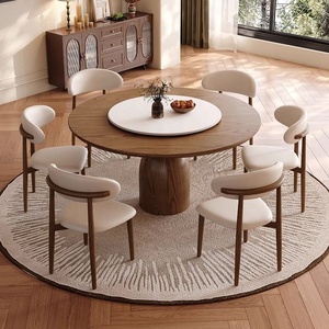 Juego de Mesa de <span class=keywords><strong>Comedor</strong></span> Redonda de Madera Maciza Estilo Retro Francés con Lazy Susan <span class=keywords><strong>Extensible</strong></span> y <span class=keywords><strong>4</strong></span> <span class=keywords><strong>Sillas</strong></span>, Diseño Elegante para Apartamentos Pequeños y Villas - Product Image 5