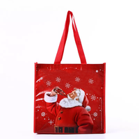 Sac de courses réutilisable extra large avec logo personnalisé, imprimé en intégralité pour Noël, sac en PP tissé laminé recyclable