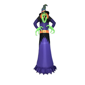 HLC Sorcière gonflable géante d'Halloween de 3 m avec lumières LED, décoration extérieure pour jardin et nouveautés de fête gonflables - Product Image 1