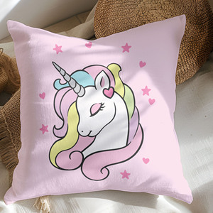 Regalo morbido personalizzato per le ragazze rosa arcobaleno <span class=keywords><strong>unicorno</strong></span> federa stampa digitale a sublimazione termica tecnologia cuscini per coppia - Product Image 1