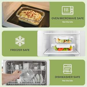 Boîte alimentaire en verre alimentaire de qualité supérieure, en verre borosilicate, avec couvercle, micro-ondable, chauffable, simple couche, pour la conservation des aliments - Product Image 6