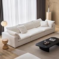 Canapé d'angle moderne en tissu blanc crème, canapé simple en coton et lin, canapé modulaire nordique rembourré, canapé nuage paresseux, mobilier de salon