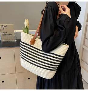 Sac en paille naturel pour femmes, nouvelle vente chaude, été, voyage, vente en gros, poignée et poche zippée, sac de plage tendance - Product Image 4