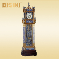 Horloge de sol cloisonnée de luxe exquise avec pendule en cuivre plaqué or motifs floraux classiques horloge de sol en émail