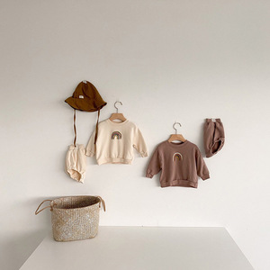 Listo para Enviar Conjuntos de Ropa para Bebés de 0 a 2 Años, 100% Algodón, Ropa de Recién Nacido, Ropa Exterior con Estampado de Arcoíris - Product Image 3