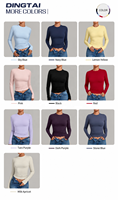 Haut de sport à col rond et manches longues pour femme, coupe ajustée, taille cintrée, sans rembourrage, anti-humidité, pour yoga, gym, course à pied