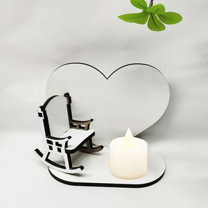 Support de bougie commémoratif en MDF vierge en forme de cœur pour sublimation - Product Image 1