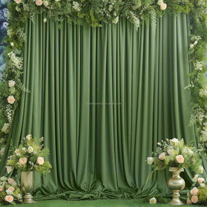 Rideaux de fond de scène de luxe modernes et professionnels, vert double couche, pour arche de mariage, avec support, en soie de lait - Product Image 5
