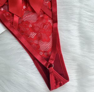 Culottes sexy pour femmes matures, culottes de nuit pour femmes, tangas en dentelle rouge avec un grand nœud, culottes à l'entrejambe ouvert, livraison directe - Product Image 5