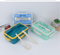 Boîte à lunch de blé de 1000ml pour enfants, boîte à lunch en plastique PP de qualité alimentaire, pot portable, récipient alimentaire avec cuillère