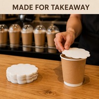 Couvre-tasses jetables en silicone double face anti-fuite, avec bord festonné en papier, pour café, thé au lait et pain à emporter