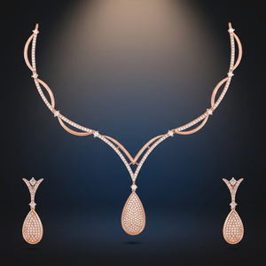 Zircon Short Necklace 150385 Elegant <b>Wedding</b> <b>Accessory</b> with Dazzling White Water Drop Zircon Stones - Product Image 3
