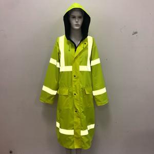 चिंतनशील पट्टियों के साथ घुटने की वर्षा पर पुलिस रेन कोट काम कर रही बारिश - Product Image 4