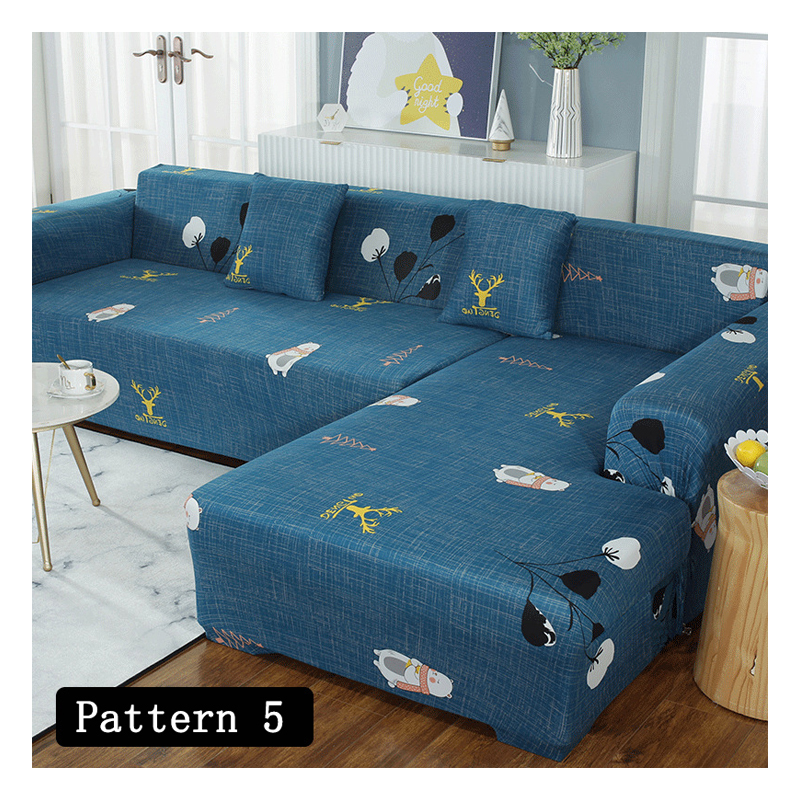 Высококачественное тянущееся секционное покрытие из молочного шелка, эластичное L-образное покрытие для дивана с цифровым принтом и наволочкой