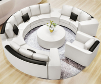 Canapé Chesterfield incurvé en cuir véritable, design minimaliste, ensemble pour appartement, hôtel, salon