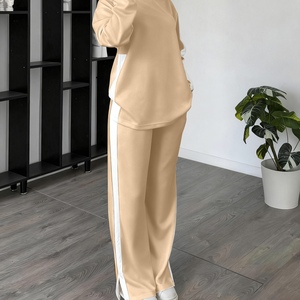 Women's New Casual Sports Knit Long-Sleeve Top and Pants Color-Blocked 2-Piece <b>Set</b> Fashion - Product Image 6
