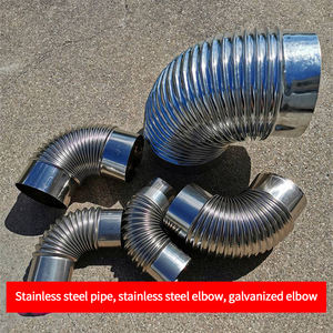 Codo de tubo redondo ajustable de acero inoxidable, codo de chimenea corrugada de 90 grados para estufa de leña - Product Image 6