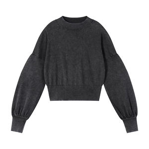 Pull en tricot court de petite taille, nouveau style, motif flocon de neige, personnalisable, sous-vêtement, couleur unie, col rond - Product Image 2