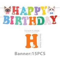 Ensemble de décoration d'anniversaire sur le thème du chat, avec assiettes en papier, bannières, ballons et vaisselle jetable, pour une fête amusante et mignonne