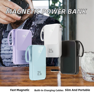 10000mAh <b>Magnetic</b> Power Bank 22.5W Fast <b>Charging</b> Wireless Charger Ultra Slim Portable Power Pack With <b>Cable</b> - Product Image 2