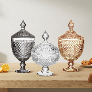 Großhandel Home Hochzeit Dekor Luxus Cookie Pot Footed Glas Candy Jar für Home & Hotel DECOR - Product Image 5
