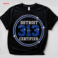 Transferts de strass personnalisés Detroit 313 – Conception sur mesure en usine