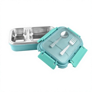 Friendly Stainless Steel Tiffin <b>Lunch</b> <b>Box</b> Polished Metal Camping Food Carrier with Lock Unique <b>Lunch</b> <b>Box</b> With Spoon - Product Image 1
