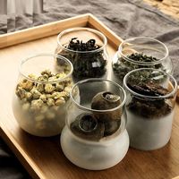 Mini boîte à thé en verre transparent de 200ml pot scellé avec couvercle en bambou bouteille de stockage pour sel et condiments